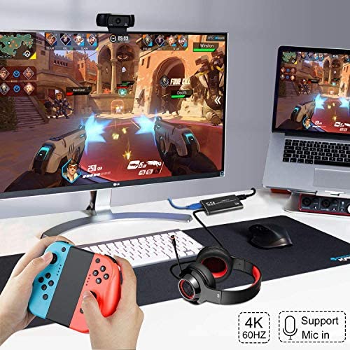 Video Capture Cards, 4K HDMI to USB 3.0 Video Capture Device, 60fps Broadcast Live and Record Video Audio Gaming, Streaming, Teaching, Video (4K USB 3.0 HDMI Video Capture)