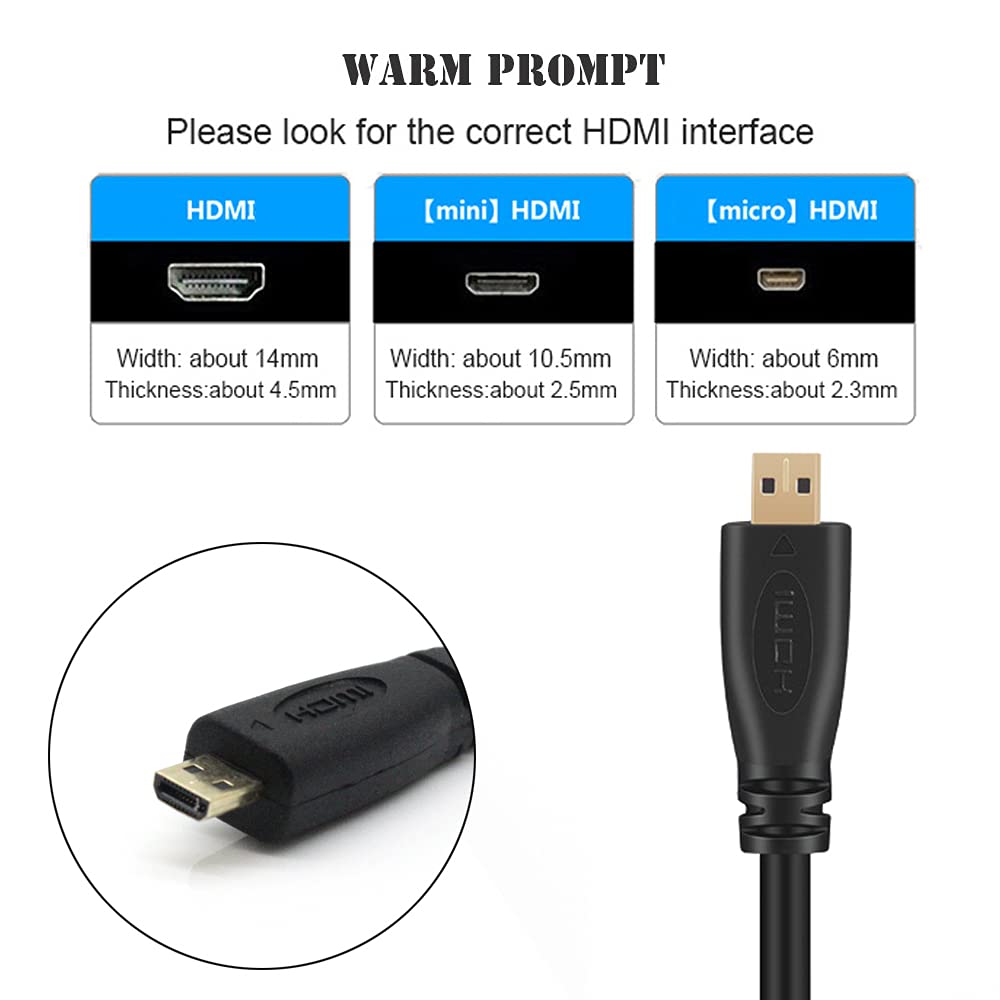 Micro HDMI to HDMI Cable Male to Male 4K 1080p Resolution high Speed Gold Platted, Ethernet Audio Cable 1m Compatible with Cameras, Raspberry Pi 4 B (can not use with Mobile).