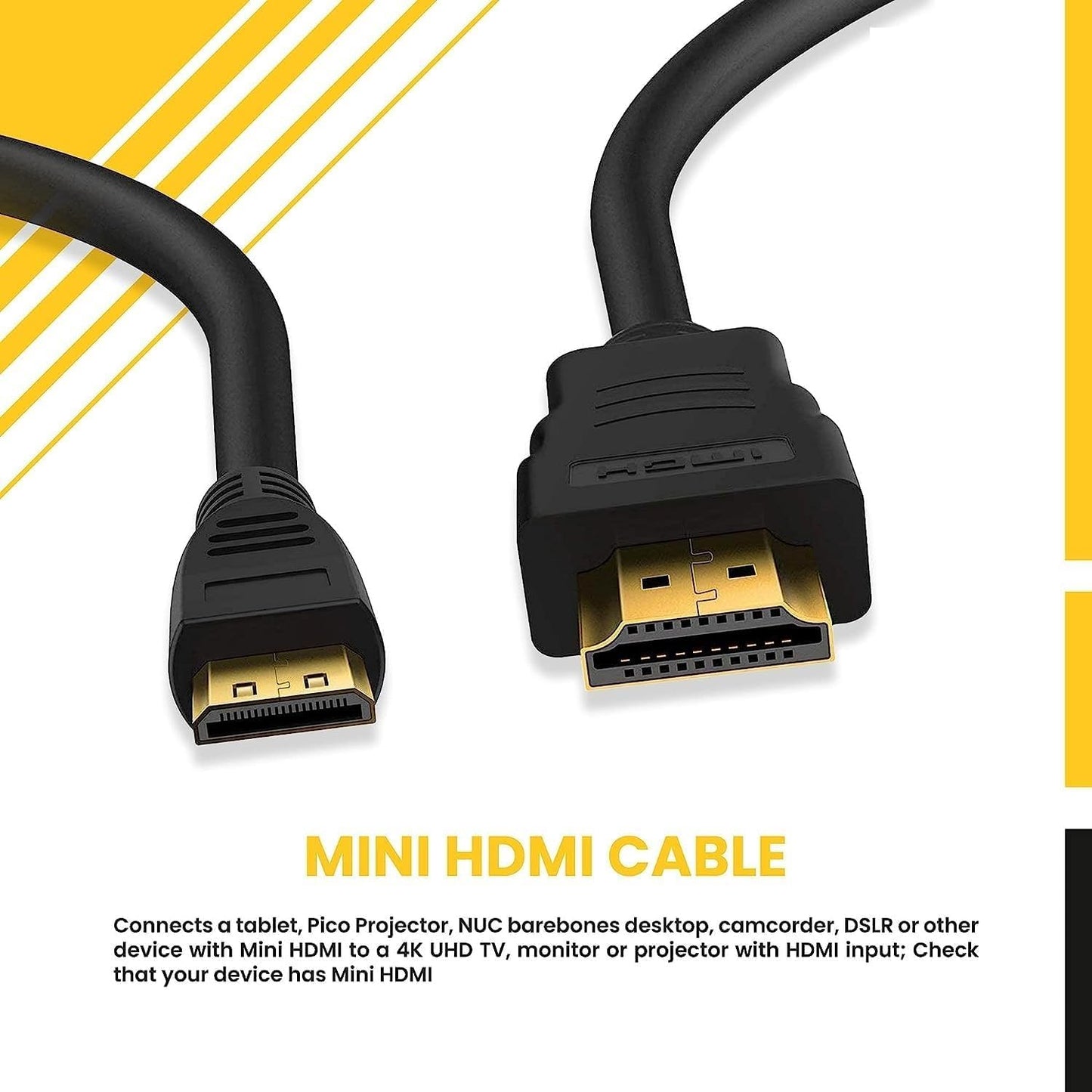 High-Speed Mini-HDMI to HDMI Cable For HDTVs, digital cameras, MP3 players