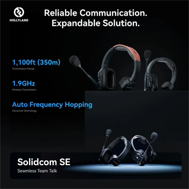 Hollyland Solidcom SE Global Full-Duplex Single-Ear Noise-Canceling Headset Intercom System (2.4 GHz)