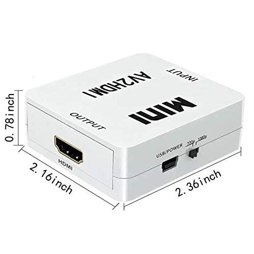 AV to HDMI Converter, RCA to HDMI, 1080P Mini RCA Composite CVBS Video Audio Converter Adapter Support PAL/NTSC for TV/PC/Gaming Console, VHS/VCR/Blue-Ray DVD Players.(White)