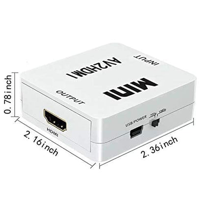 AV to HDMI Converter, RCA to HDMI, 1080P Mini RCA Composite CVBS Video Audio Converter Adapter Support PAL/NTSC for TV/PC/Gaming Console, VHS/VCR/Blue-Ray DVD Players.(White)