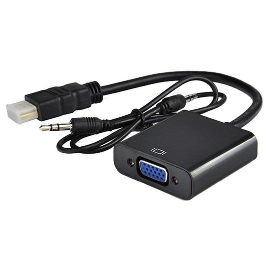 HDMI Male to VGA Female with Audio Cable Converter Adapter HDMI to VGA 1080P Gold-Plated Adapter Compatible with HDTV, Computer, Laptop. One Cable. (Black)
