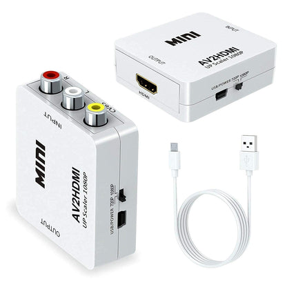AV to HDMI Converter, RCA to HDMI, 1080P Mini RCA Composite CVBS Video Audio Converter Adapter Support PAL/NTSC for TV/PC/Gaming Console, VHS/VCR/Blue-Ray DVD Players.(White)