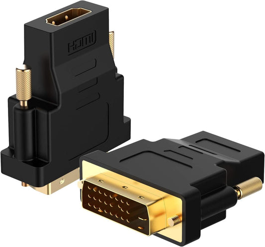 DVI to HDMI Adapter, DVI-D 24+1 Male to HDMI Female High Speed Adapter Converter Gold Plated Support 1080P for HDTV, Plasma, DVD, Projector, Computer