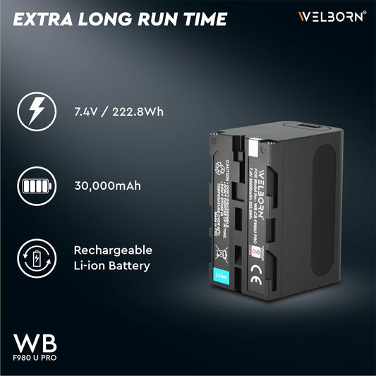 WELBORN F980 (30000 mAh) Platinum Lithium-ion Battery  Compatible with Sony DSC-CD100 DSC-CD250 DSC-CD400 DSC-D700 DSC-D770 DCR-TR7 DCR-TR7000 Cameras.