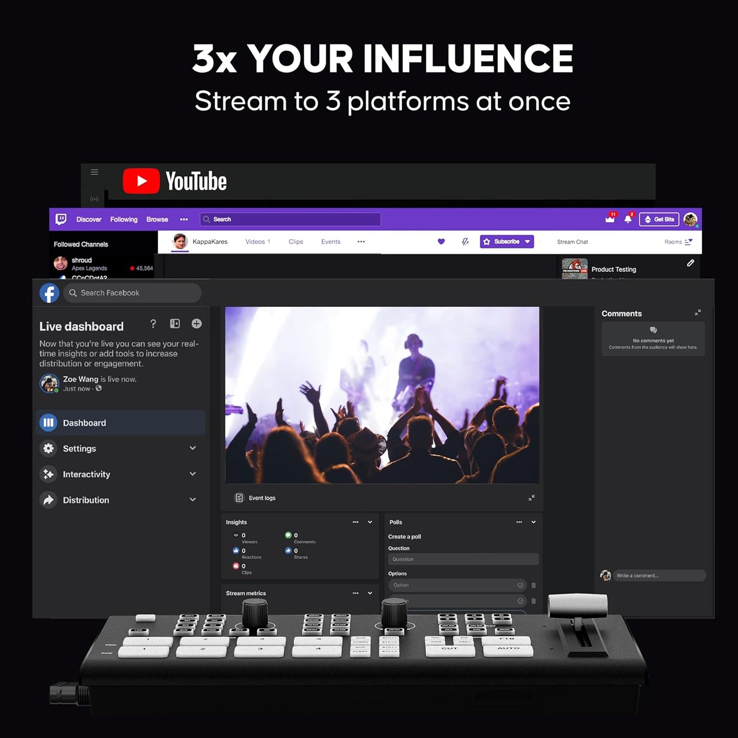 Osee GoStream Duet: SDI Video Mixer & Broadcast Switcher for Live Stream | NDI HX, Multi-Camera Switching