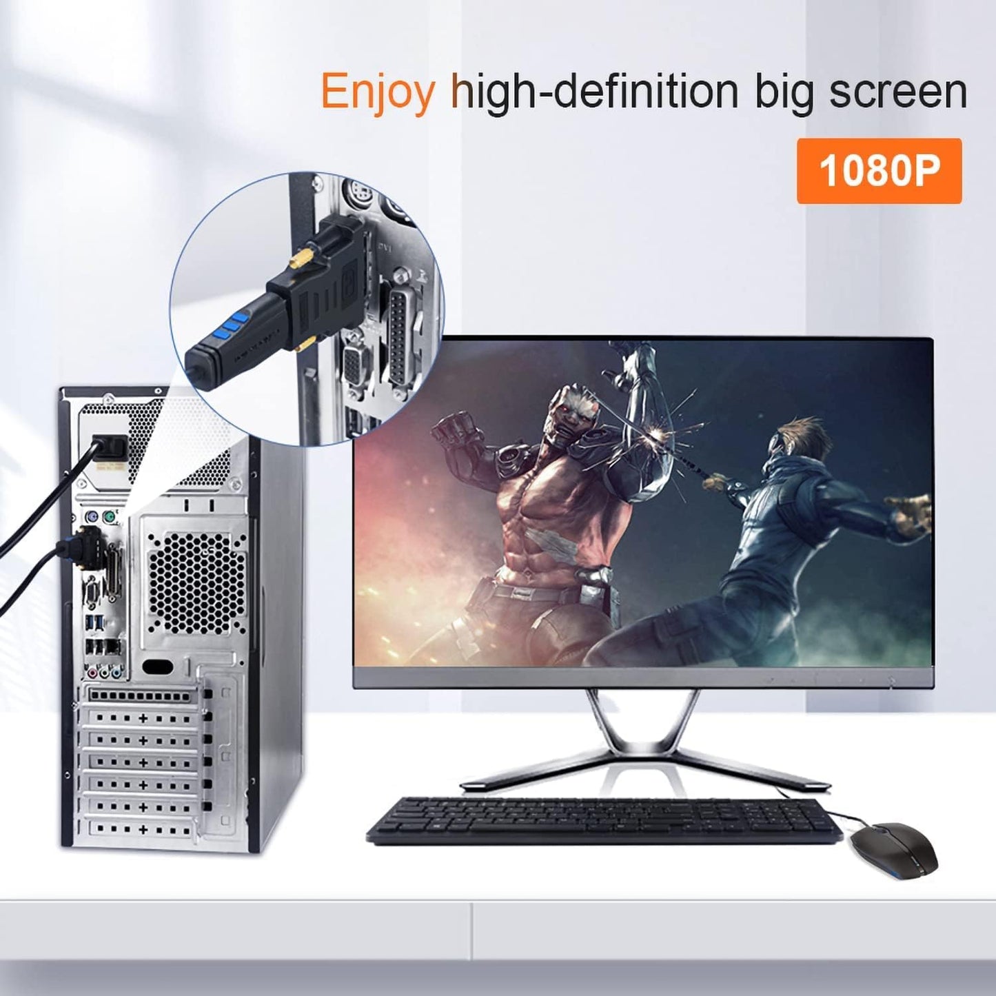 DVI to HDMI Adapter, DVI-D 24+1 Male to HDMI Female High Speed Adapter Converter Gold Plated Support 1080P for HDTV, Plasma, DVD, Projector, Computer