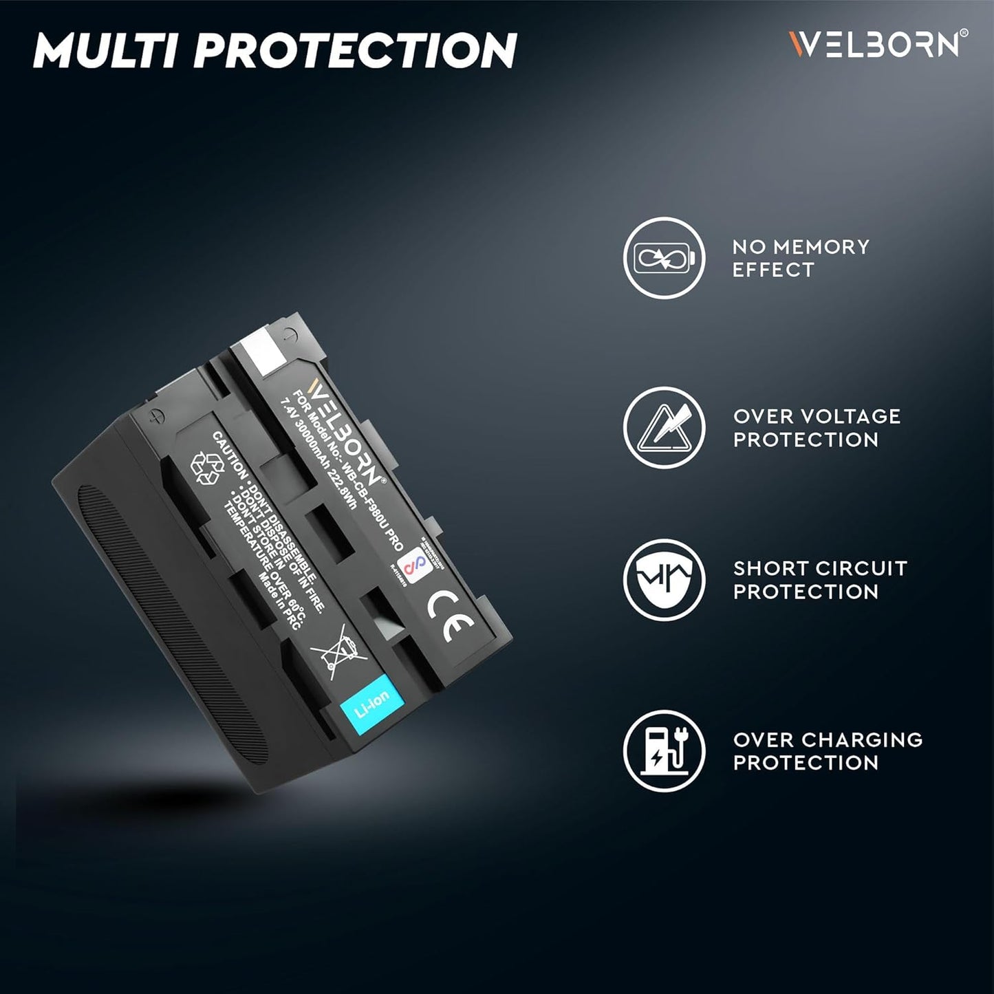 WELBORN F980 (30000 mAh) Platinum Lithium-ion Battery  Compatible with Sony DSC-CD100 DSC-CD250 DSC-CD400 DSC-D700 DSC-D770 DCR-TR7 DCR-TR7000 Cameras.