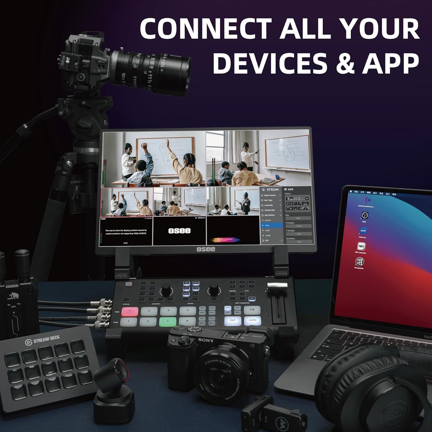 Osee GoStream Duet Kit All in One Live Streaming Multi-Camera Video Mixer Switcher Recorder Player Kit