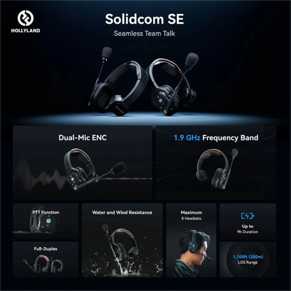 Hollyland Solidcom SE Global Full-Duplex Single-Ear Noise-Canceling Headset Intercom System (2.4 GHz)