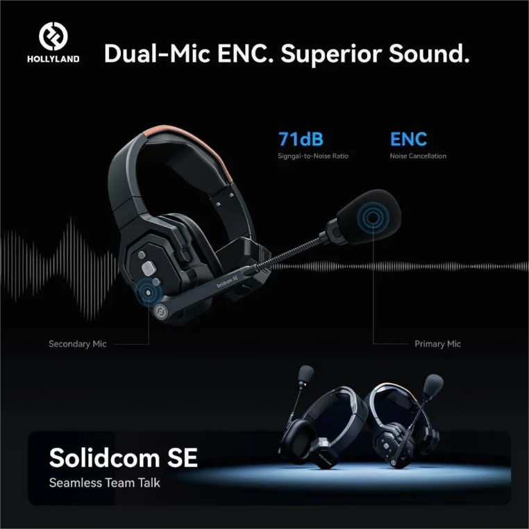Hollyland Solidcom SE Global Full-Duplex Single-Ear Noise-Canceling Headset Intercom System (2.4 GHz)