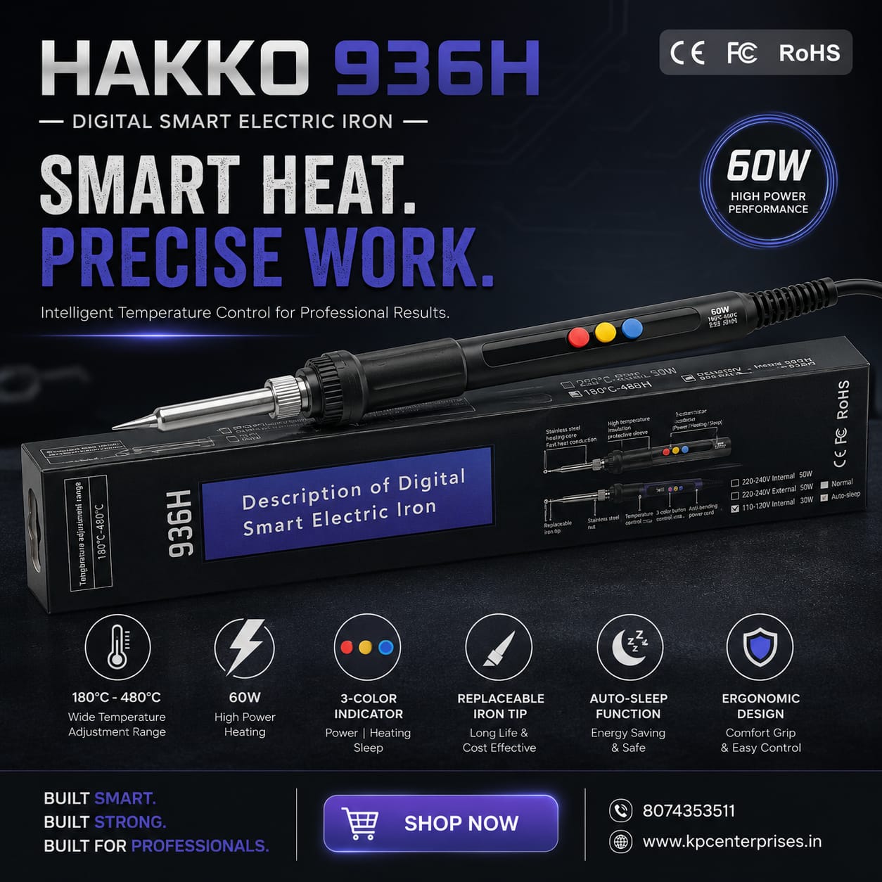 🔥 HAKKO 936H Digital Smart Electric Soldering Iron