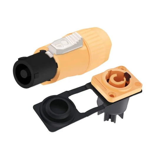 LED OUTDOOR Powercon Connector NAC3FCA Waterproof IP65 AC Power Cable Connector Male Plug Female Chassis Socket Connector Orange Color