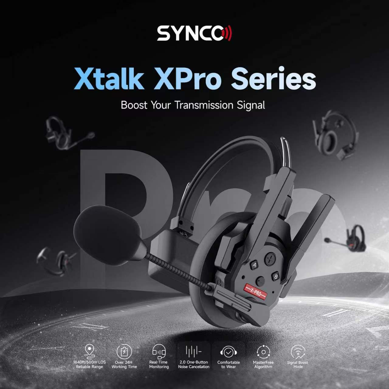 SYNCO 1*4 Xtalk XPro X5 Full Duplex Wireless Intercom Headset System