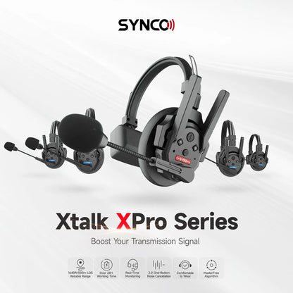 SYNCO 1*4 Xtalk XPro X5 Full Duplex Wireless Intercom Headset System