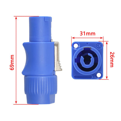 indoor 3 Pin Powercon Plug Male Jack 3 Core Blue Powercon in Out Powercon Connector Input and Output Speakon Power Connector